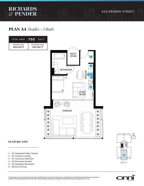 Floor plan for studio, 1 bath, 400 sqft